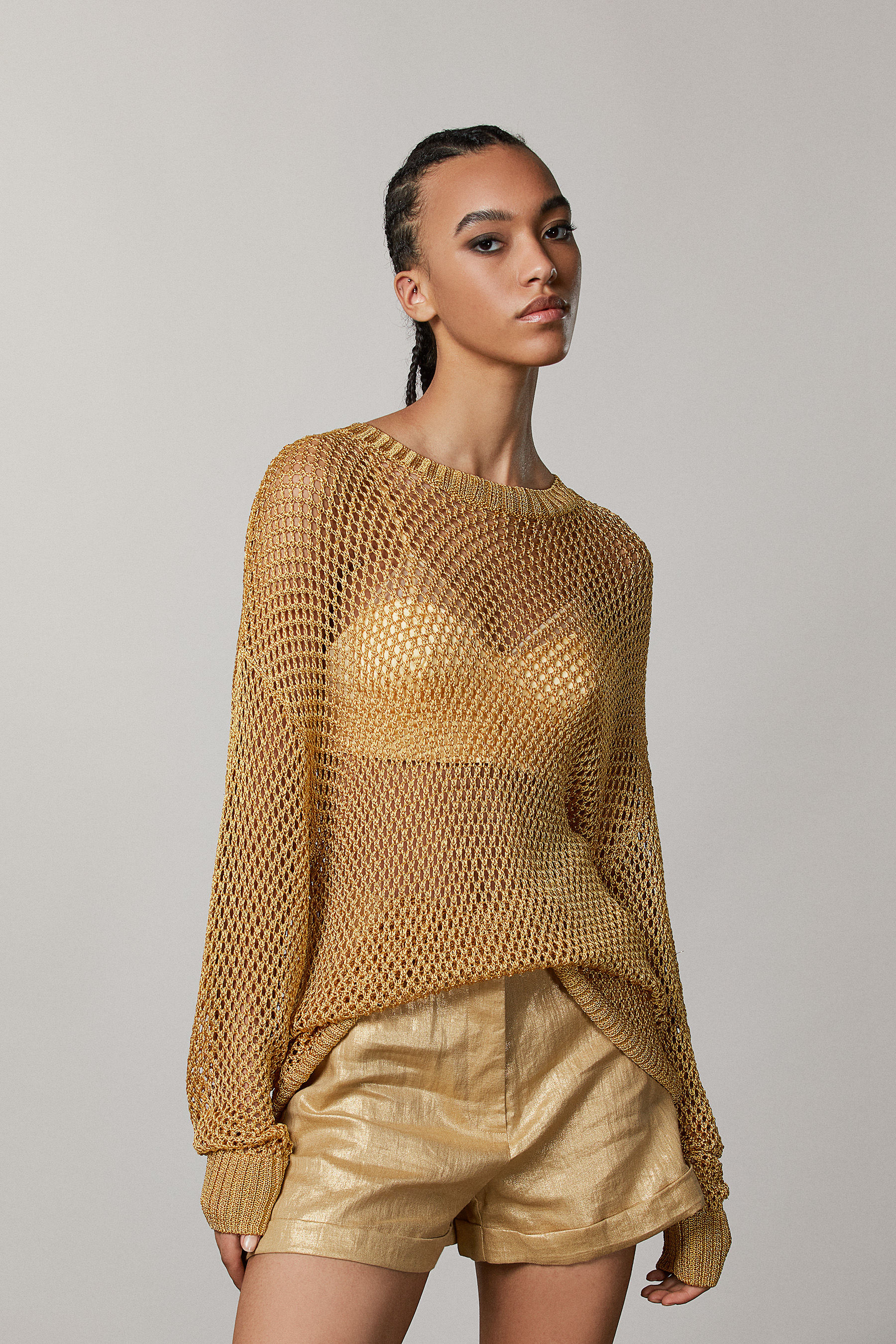 Gold Mesh look sweater | Patrizia Pepe