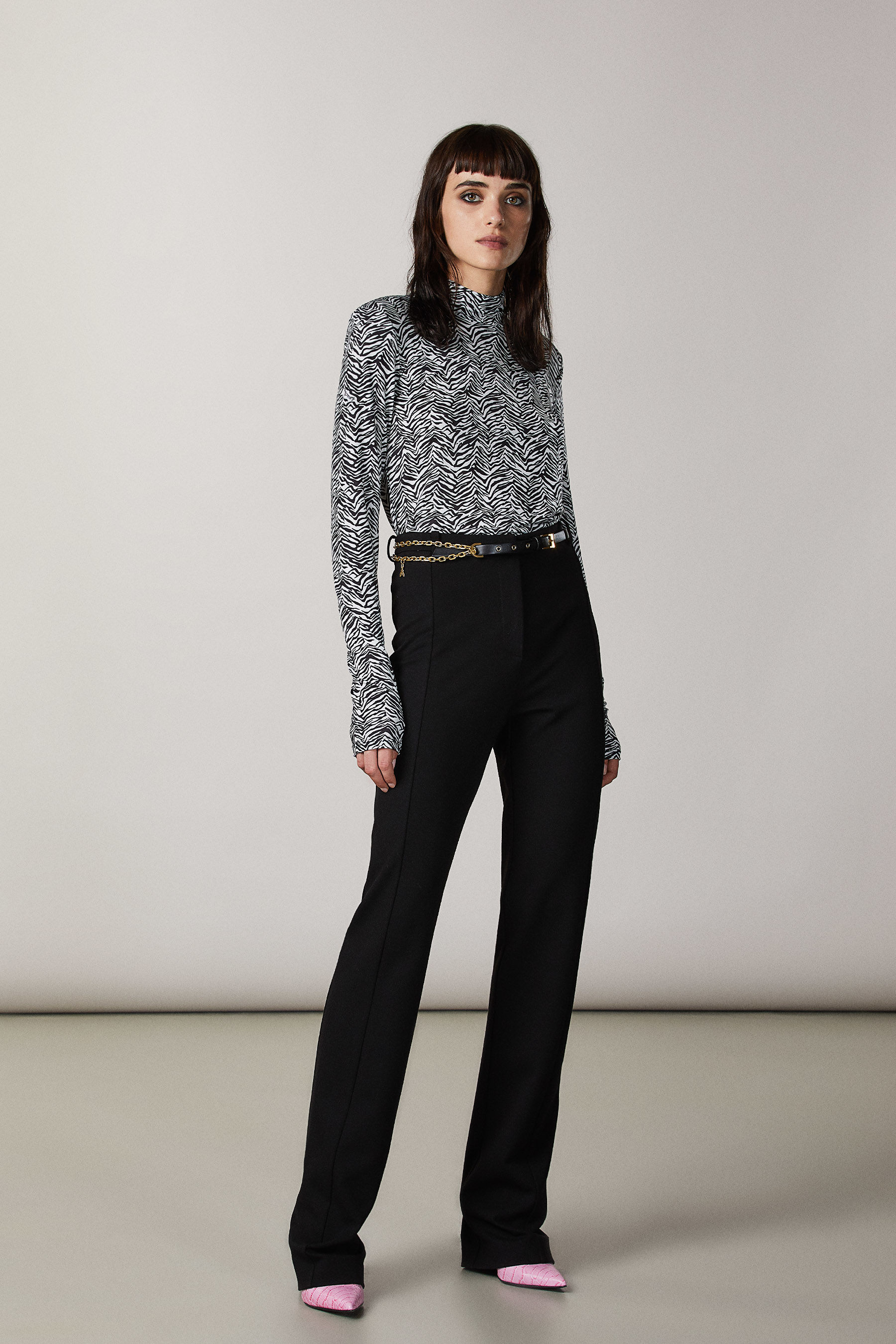 Maglia collo alto zebrata