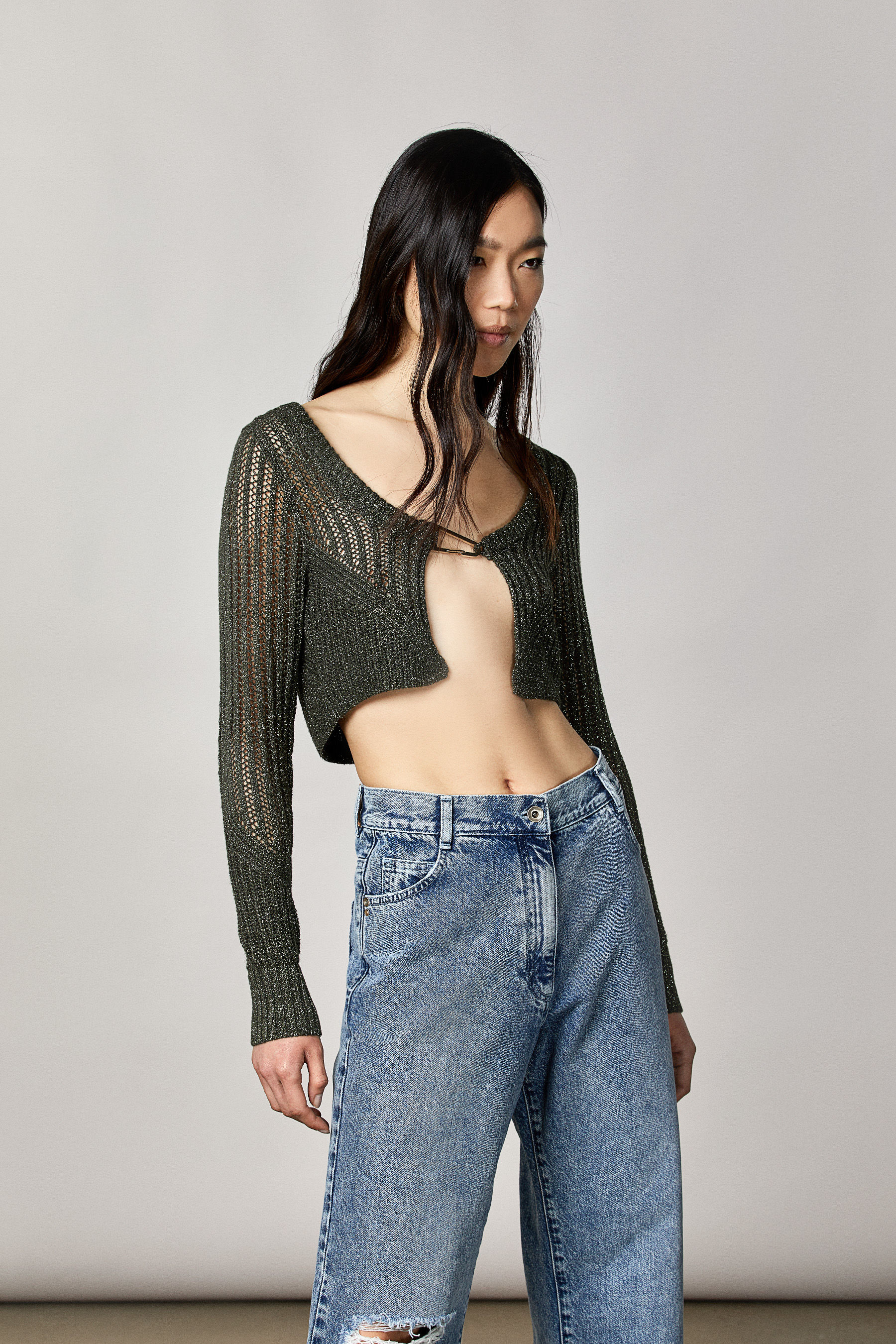 Maglia lurex cropped
