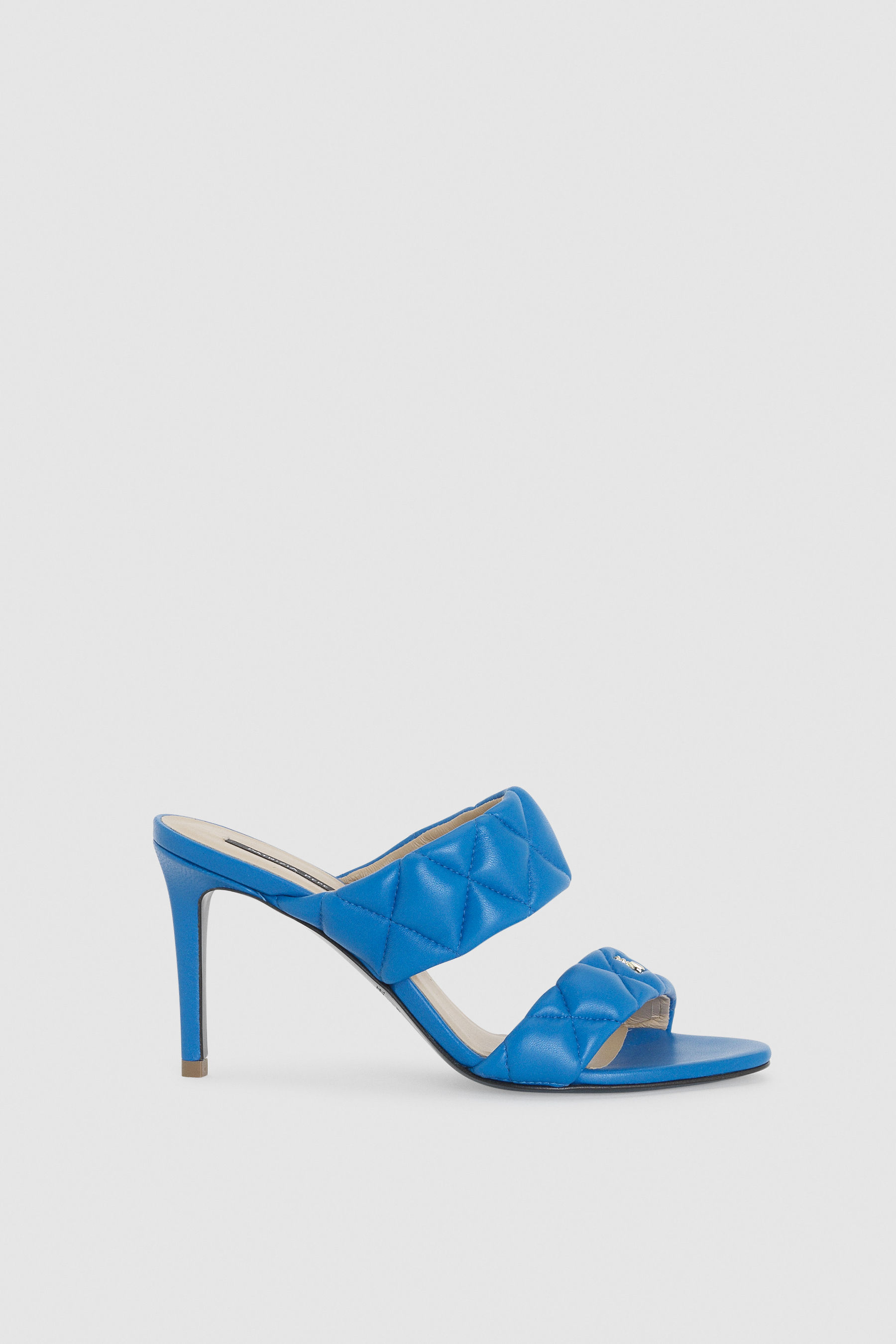 blue high heel mules