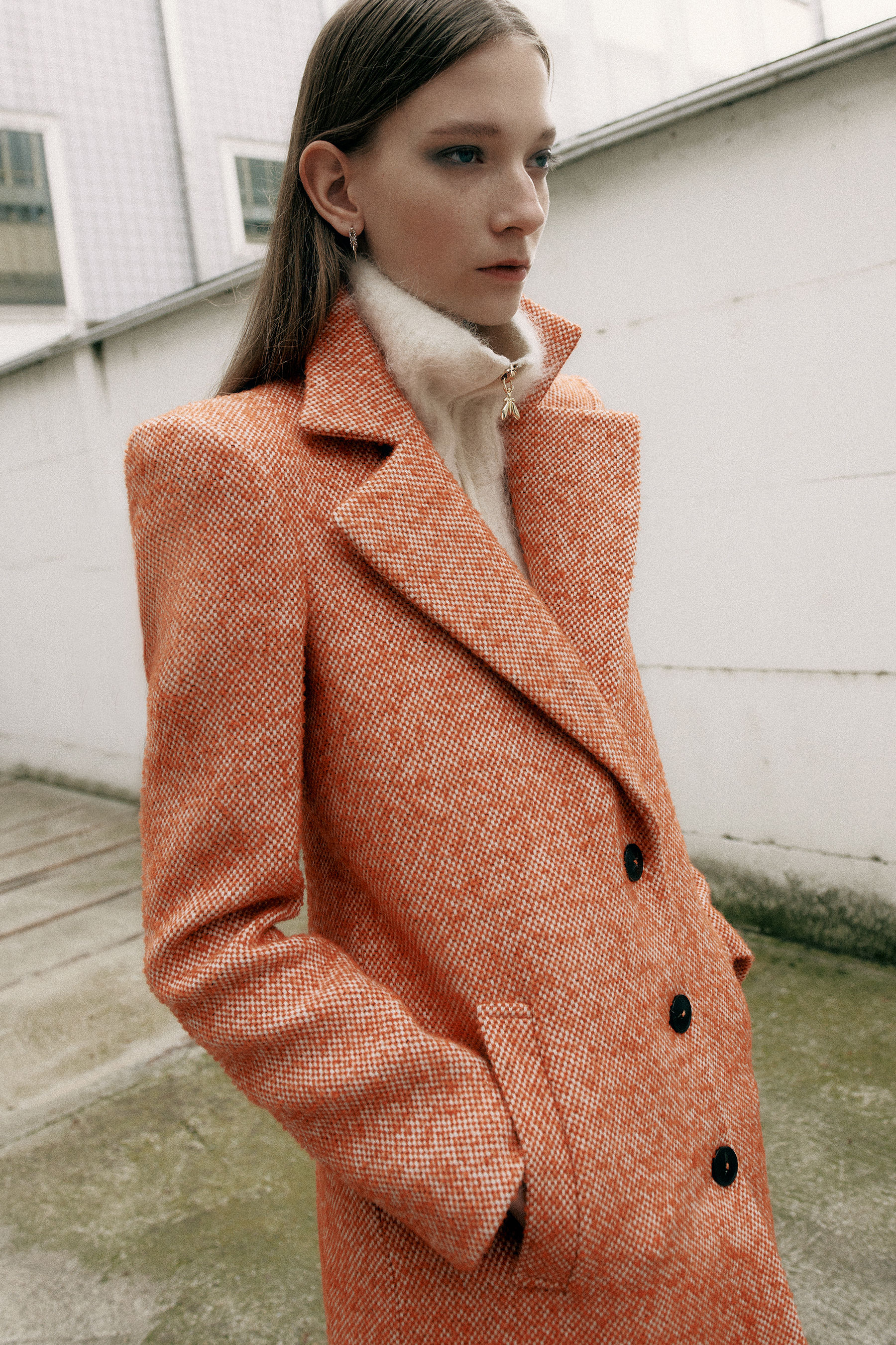 Cappotto lungo bicolore