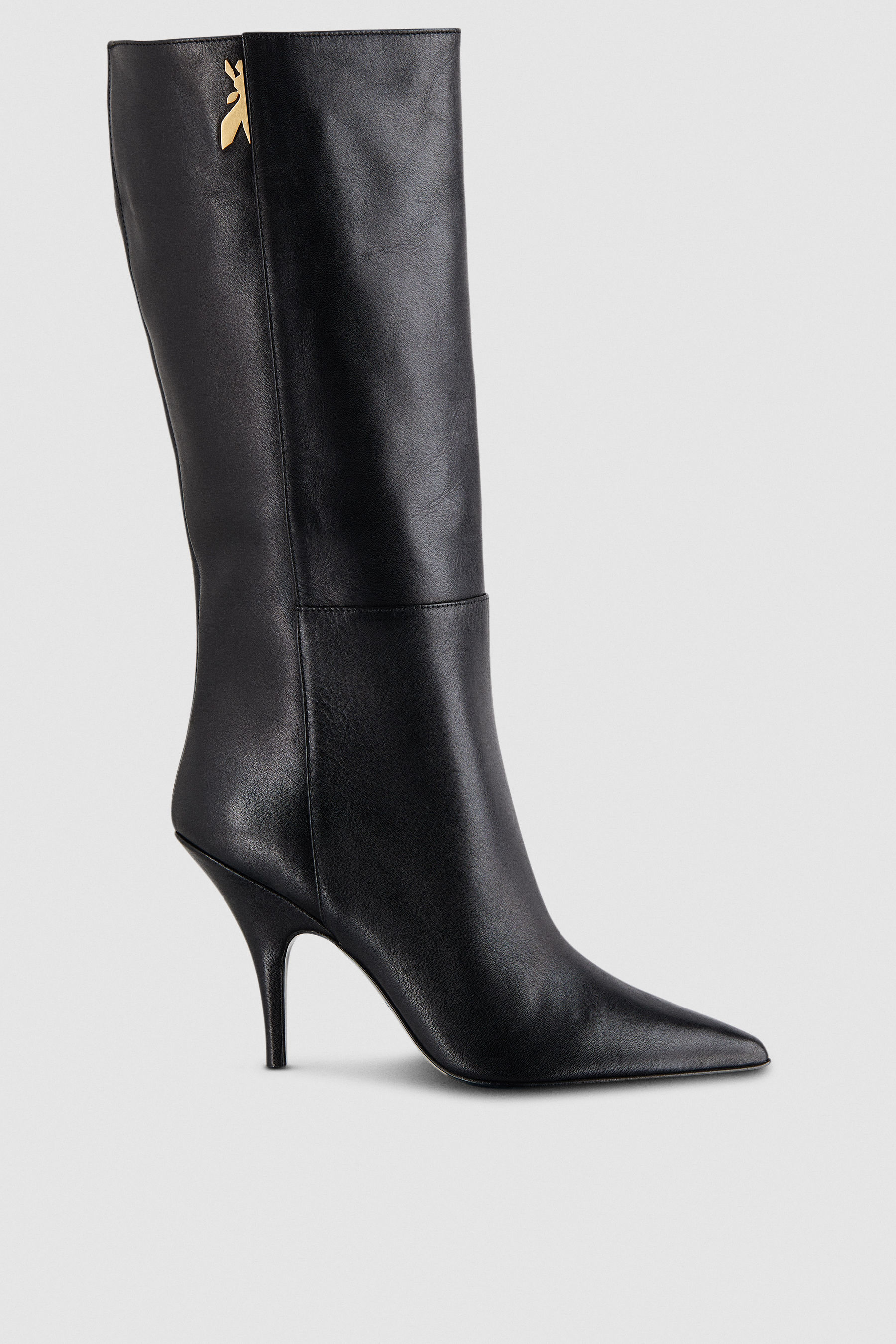 leather black boot heels