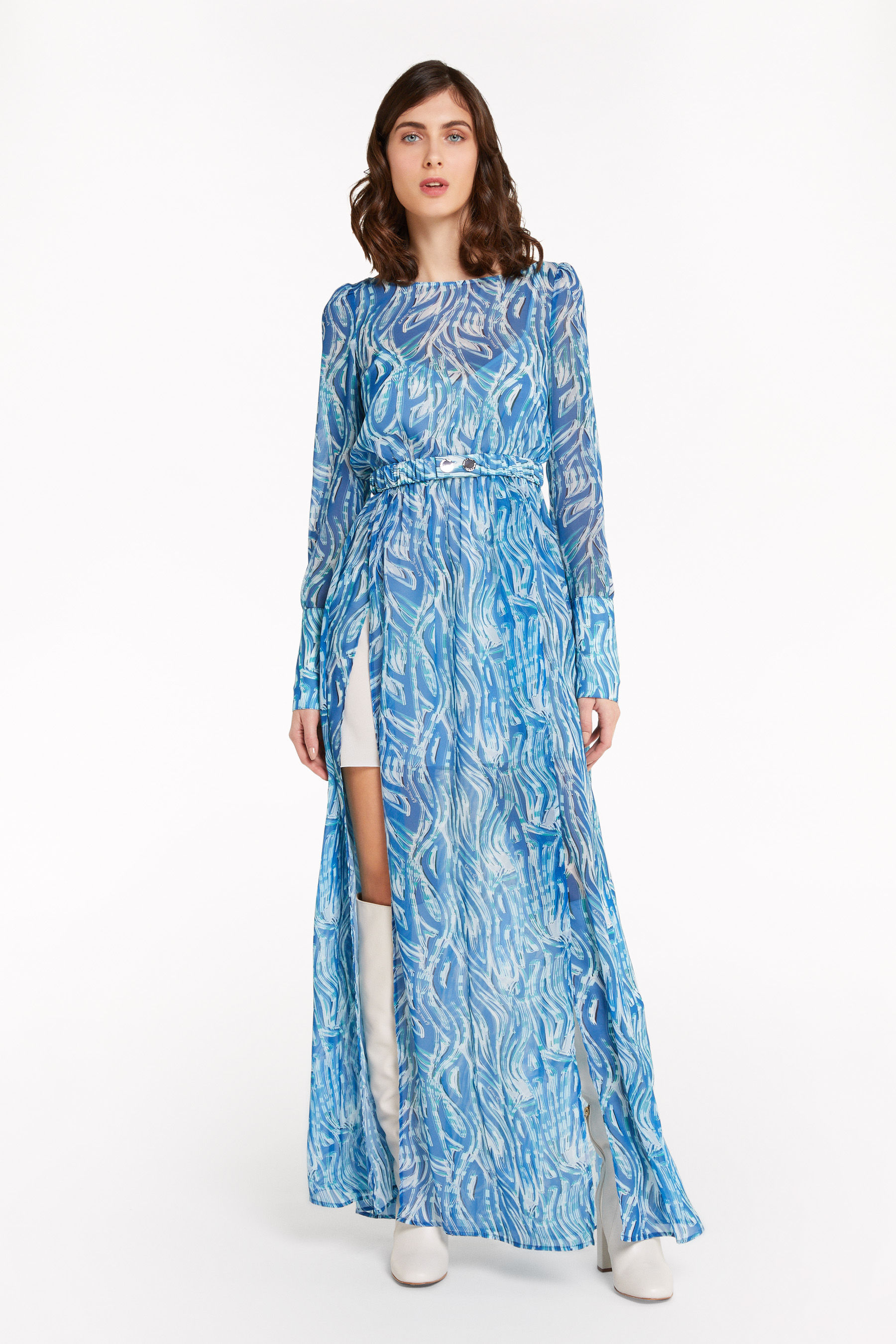 Crew-neck long dress